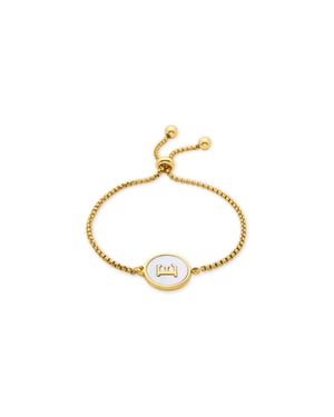 Pulsera Luxenter en nácar blanco acabada en oro amarillo de 18 quilates - Alfabeto