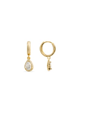 Pendientes de circonitas brillantes chapados en oro amarillo de 18k - Hade