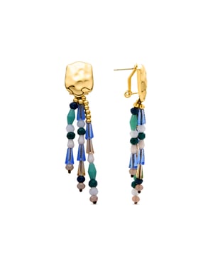 Pendientes de perla blanca Luxenter terminados en oro amarillo de 18K - Eutha