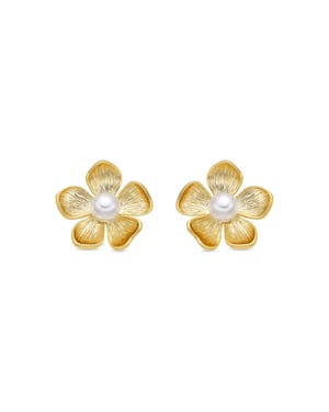 Pendientes de perla blanca con acabado en oro de 18k - Miclaw