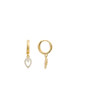 Pendientes de zirconia brillante con acabado en oro amarillo de 18k - Sarath
