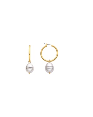 Pendientes Luxenter con acabado en oro de 18k y perla blanca - Nemys