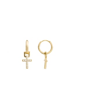 Pendientes de zirconia brillantes en oro amarillo de 18k - Lizel