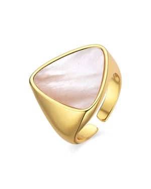 Anillo Luxenter con acabado en oro de 18k y madreperla blanca - Sune