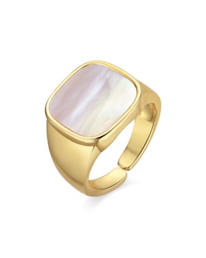 Anillo Luxenter con acabado en oro de 18k y madreperla blanca - Misau