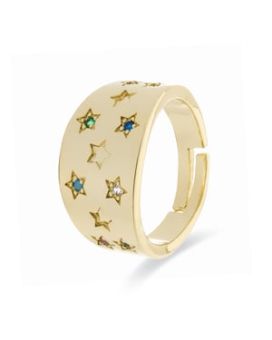 Anillo Luxenter con zirconia brillante acabado en oro amarillo de 18 quilates - Etav
