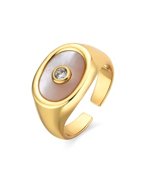 Anillo Luxenter con madreperla blanca y acabado en oro de 18k - Staxo