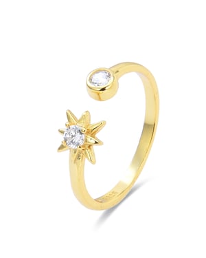 Anillo de plata esterlina 925 Luxenter con acabado brillante en oro amarillo de 18K y zirconia - Lialt