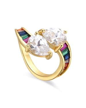 Anillo Luxenter con acabado brillante en oro de 18k y zirconia - Darbia