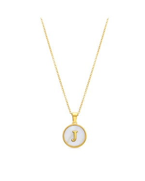 Collar Luxenter en nácar blanco acabado en oro amarillo de 18 quilates - Alfabeto