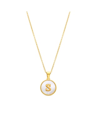 Collar Luxenter en nácar blanco terminado en oro amarillo de 18K - Alfabeto