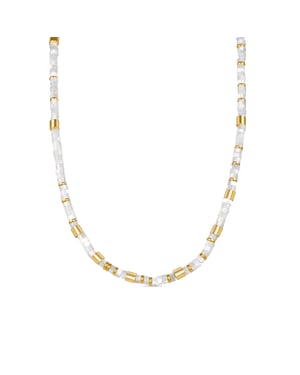 Collar de plata esterlina 925 de Luxenter con acabado en oro amarillo de 18K y madreperla blanca - Wicoy