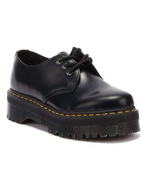 Zapatos para mujer Dr. Martens 1461 Quad de cuero liso - (Negro)