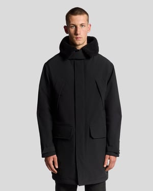 Parka de collar de pelo sintético pesado Lyle & Scott - Negra