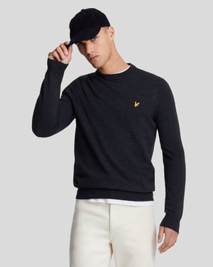 Jersey de Cuello Redondo de Mezcla de Lana de Cordero Lyle & Scott - Marino