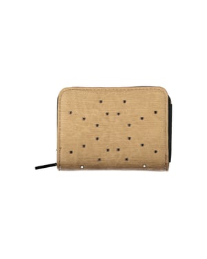 Cartera con cremallera de cuero beige