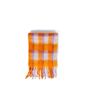 Bufanda Tejida Cuadro Gingham Naranja