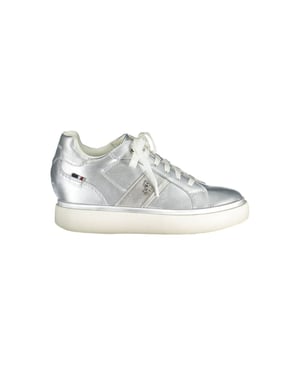 Zapatillas bajas de cuero plateado
