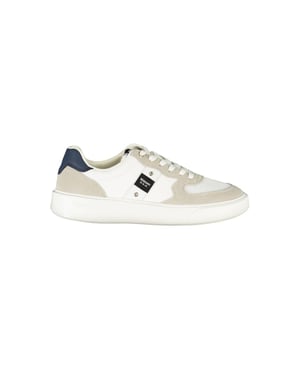 Blauer Zapatilla de Hombre de Cuero Blanco