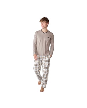 Pijama Algodón Manga Larga JJB18 para Hombre