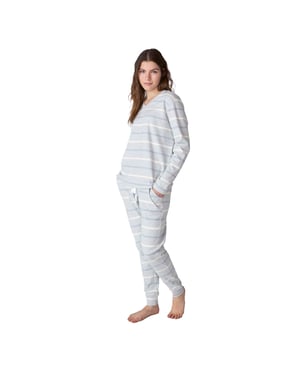 Pijama Algodón Manga Larga de Cuello Pico JJBFP1600 para Mujer