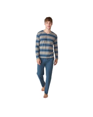 Pijama Algodón Manga Larga JJB18 para Hombre