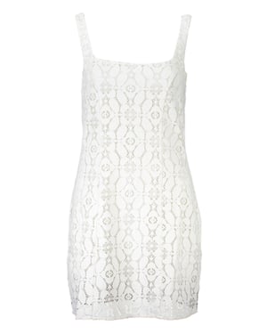 Vestido Mini de Encaje Sin Mangas con Escote Cuadrado