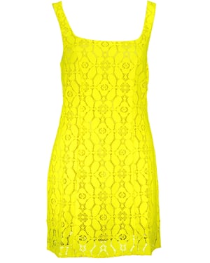 Vestido de encaje mini amarillo neón