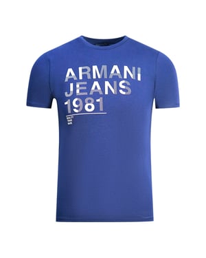 Camiseta Azul Con El Logotipo De Armani Jeans 1981