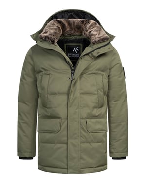 Alessandro Salvarini Chaqueta de Invierno Hombre AS-456 – Elegante, Impermeable Con Capucha Desmontable
