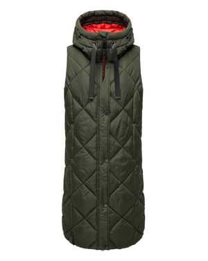 Navahoo chaleco acolchado largo para mujer Schnuckel – Moderno & con capucha