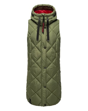 Navahoo chaleco acolchado largo para mujer Schnuckel – Moderno & con capucha