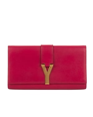 Yves Saint Laurent Ligne-Y Pochette Small en Rosa Piel de becerro