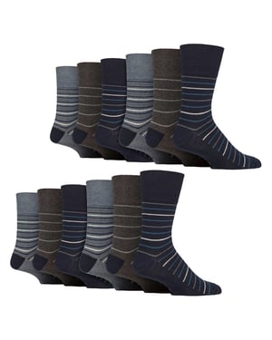 12 Pares de Calcetines de Algodón para Hombre | Calcetines Suaves con Patrón Sin Presión para el Uso Diario