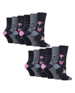 12 Pares de Calcetines de Algodón para Mujeres | Calcetines Diarios Suaves y Sin Compresión con Estampado