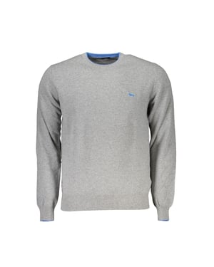 Suéter de cuello redondo gris de mangas largas