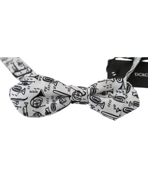 Corbata de Pajarita con Estampado de Instrumentos Musicales