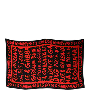 Bufanda de seda con estampado de logo rojo