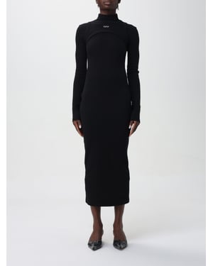 Vestido ajustado de punto acanalado con cuello alto simulado