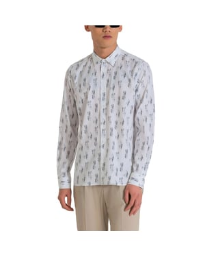 Camisa de vestir de manga larga estampada