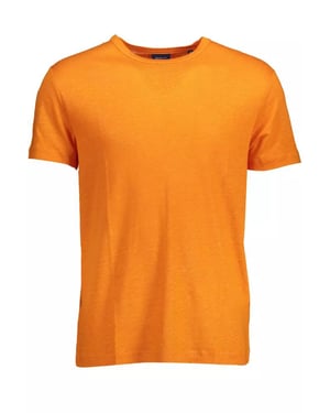 Camiseta de cuello redondo de lino de manga corta