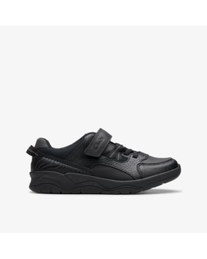 Zapatos de cuero negro para niños Clowder Stripe