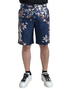 Pantalones Cortos de Seda con Estampado de Pájaro