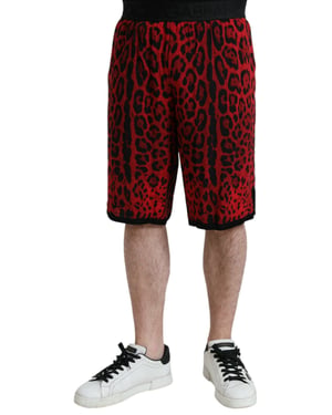 Pantalones Cortos de Estampado de Leopardo Rojo Estilo Pan75018