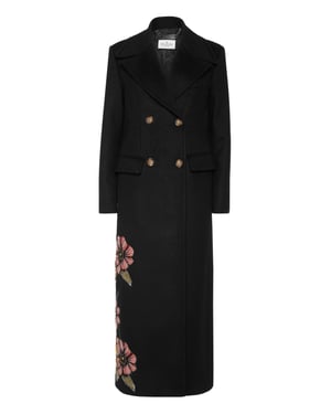Double-Breasted Embroidered Long Coat Fairy