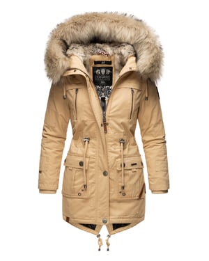 Navahoo Chaqueta de Invierno Premium Honigfee para Mujer – Parka Cálida con Cuello de Pelo Sintético Desmontable