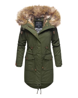 Navahoo Chaqueta de invierno Rosinchen para mujer – Parka Clásico con Cuello de Pelo Sintético Desmontable
