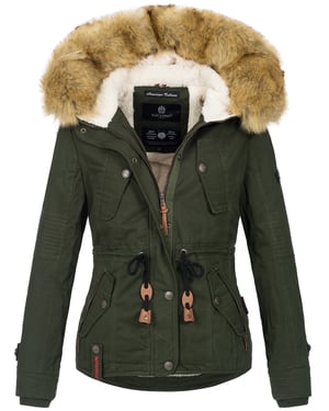 Navahoo Abrigo de Invierno Mujer Pearl – Parka Corta con Forro de Borreguillo y Cuello Desmontable