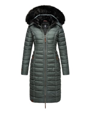 Navahoo Abrigo de Invierno Largo para Mujer Umay – Acolchado con Capucha y Cuello de Pelo Sintético Desmontables