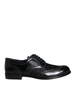 Zapatos Oxfords de Piel de Flor de Hombre con Punta Brogue